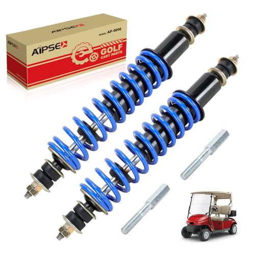 AIPSET Golf Cart Shock Absorber Compatible with EZGO TXT/Medalist 1994-up, TXT Shocks with Extenders, Front Rear Coil Over Heavy Duty Shock, OEM# 70928-G01, 70630-G01, 76418-G01, 2PCS, Blue