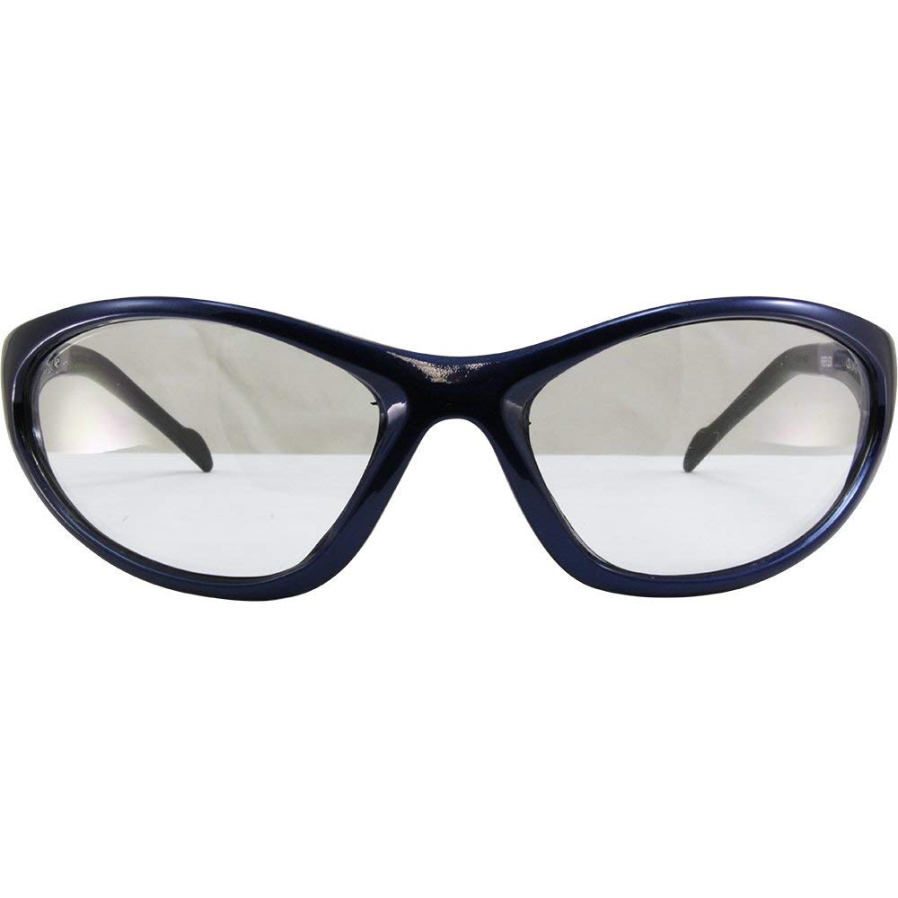 Global Vision Reflex Padded Motorcycle Safety Sunglasses Blue Frame Clear Lens ANSI Z87.1