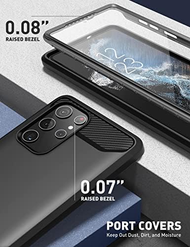 Clayco Xenon Series Case for Samsung Galaxy S22 Ultra (6.8 inches) 5G 360 Degree Mobile Phone Case Robust Protective Bumper Case Full Cover with Integrated Screen Protector 2022 Edition (Black)