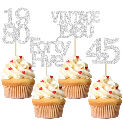 Decoración para muffins de 45 aniversario ideal para tartas y repostería de bodas temáticas
