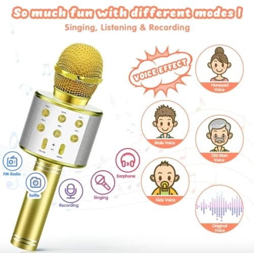 Generic Kids Wireless Karaoke Mic Gold - Image 2