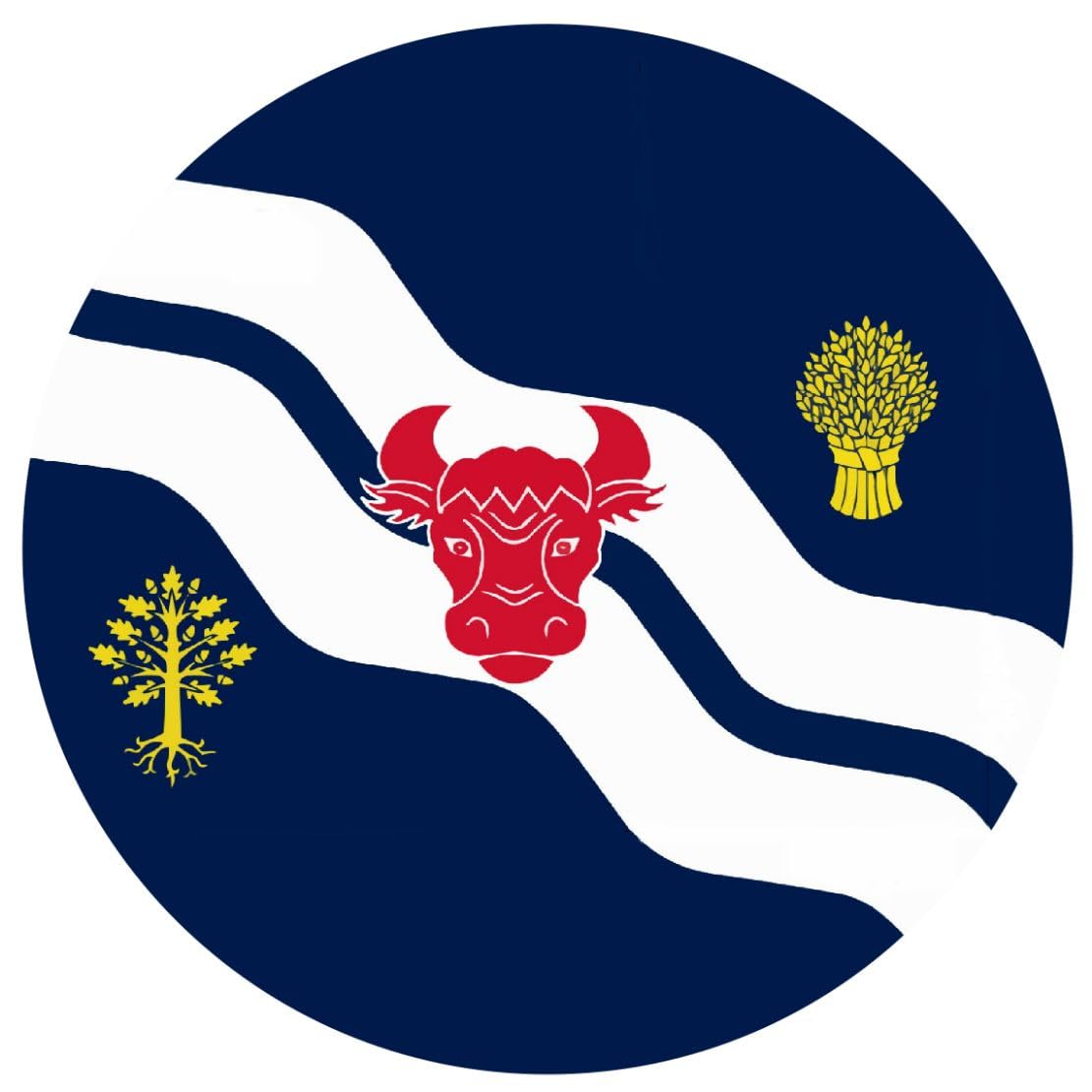 Oxfordshire County Flag - (Two Pack) 80mm Diameter Car Bumper Window Decal Sticker