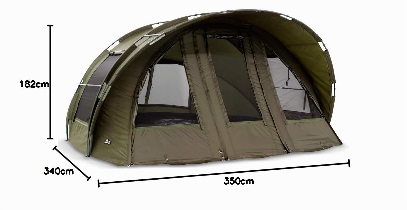 Lucx Leopard Tente de pêche bivouac XXL pour 2 à 4 personnes – Grande tente de pêche à la carpe avec couvre-lit, tapis de sol amovible & colonne d'eau de 10 000 mm