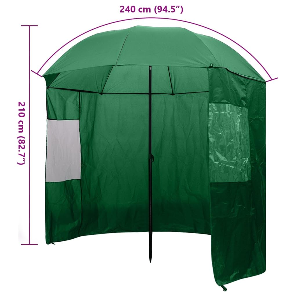 vidaXL Parapluie de pêche vert 240x210 cm