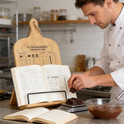 Soporte para libros de cocina rústico y modificable de madera 2