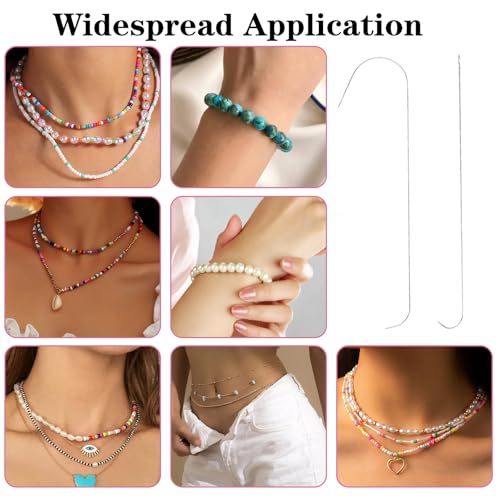 4Pcs Bead Spinner Needles Big Eye Beading Needles Stainless Beads Rotating Needle for Jewelry Making Bracelet Necklace Jewelry Making