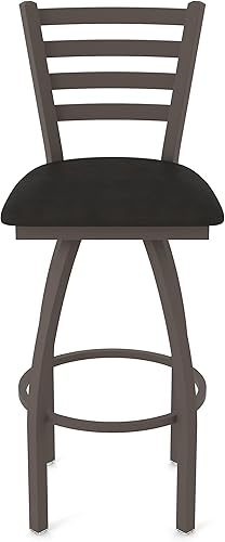 Miniatura 93 de 410 Jackie Taburete de bar giratorio de 36 pulgadas con acabado bronce y asiento de vinilo negro Vinilo negro,Canter Burdeos,Tierra Canter,Canter