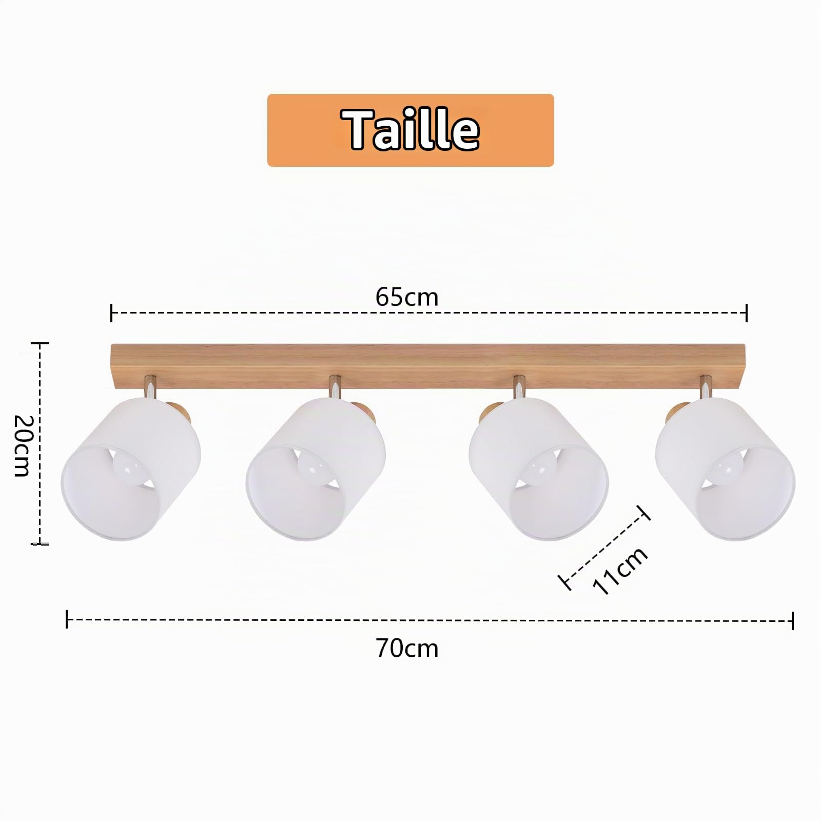 Glitzerlife Spot de Plafond 4 Spots Plafonnier Bois Vintage E14
