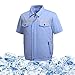 KUMADAI Gilet di Raffreddamento Uomo Donna Aria Condizionata Abbigliamento USB T-Shirt di Ventilatore Giacca Manica Corta Raffreddamento per Lavori ad Alta Temperatura,Light Blue,M
