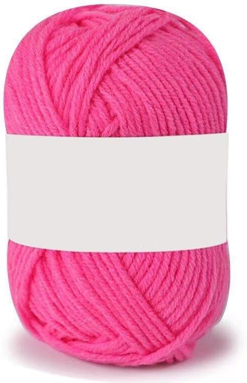 1Roll for Crocheting and Knitting-25g 60.15 Yards 4 Ply Craft Yarn for Scarves, Hats, Socks and DIY Handcrafts Projects (Dark Pink)