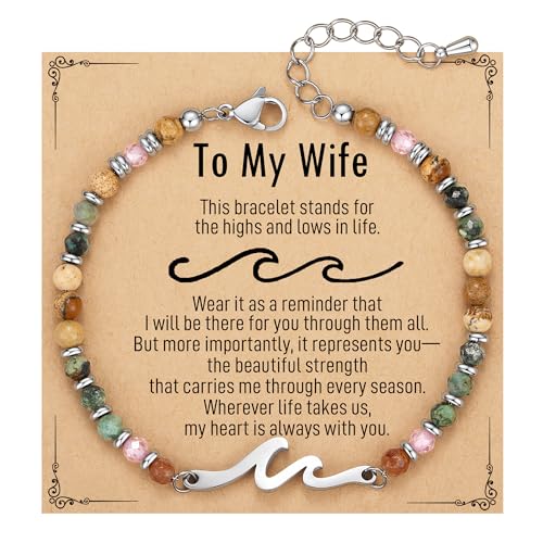 TONY & SANDY Wife Birthday Gifts, Mothers Day Gifts for Wife from Husband, Wave Bracelet for Women,...