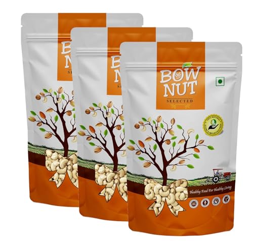 Image of Bownut Kaju (Cashew) 750 Grams (250 Grams X 3) for All Ages | High in Protein and Boosts Energy and Build Immunity | Healthy Nutritious Cashew Nut | Delicious Vegan & Crunchy Kaju Nut for Cooking and Raw Eating