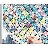 Película de privacidad con patrón colorido para dormitorios, salas de estar, protección UV, adhesivo de vidrio de PVC, 40 cm x 300 cm, calcomanía decorativa