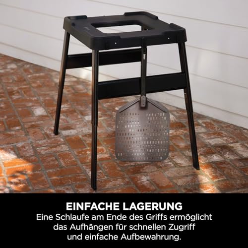 Ninja Woodfire Pizzaschaufel für Außenöfen der Serie OO101UK, leicht perforierter, rostbeständiger Pizzaschieber für 12-Zoll-Pizzen, Schwarz XSKPZPLEU