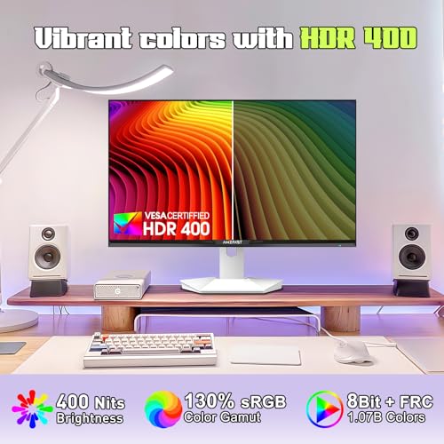 Image of Amzfast 27 inch 1440P 200Hz /180Hz White Gaming Monitor, 2K QHD (2560 x1440),MPRT 1ms Fast IPS | HDR400 & TUV Rheinland Eye Care & 12 Months Exchange (HDMI & DP Cable)