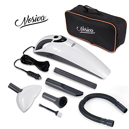 Car Vacuum Cleaner, NOSIVA Handheld Multifunctional Wet / Dry DC 12V 100W Auto Dust Buster Dolphin Car Vacuum Auto Vacuum Cleaner with 16.5 Ft Power Cord and One Carrying Bag (White)