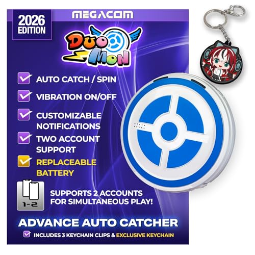 MEGACOM Dual Catchmon for GO 2 Accounts, Auto Catch, Spin, Speedy Upgrade to Earn Candy, XP & Stardust, Always on One Touch Reconnection (White)