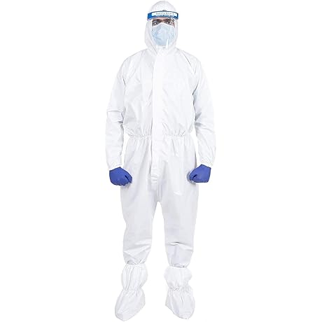 Disposable Isolation Coveralls - L, GCOCL Breathable Pandemic Biohazard Suit