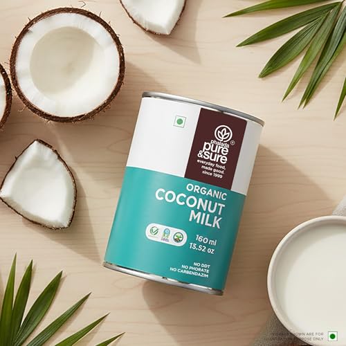 Image of Pure & Sure Organic Coconut Milk 400ML | 100% Naturally Processed Unsweetened Nariyal Milk | Rich & Creamy Texture for Cooking & Baking | Enriched With Nutrients | No Additives