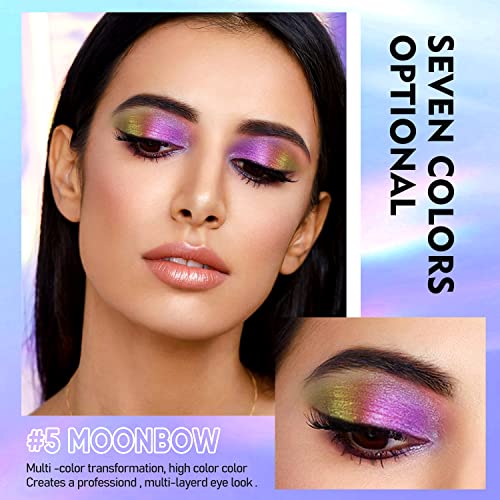 Maki Yika Glitter Liquid Eyeshadow, 5 Colors Chameleon Metallic Eyeshadow Insane Multicolor Shifter, Highly Pigmented, Longer-Lasting With No Creasing Multichrome Holographic Eye Looks (#1+3+5+6+2) #TOP4