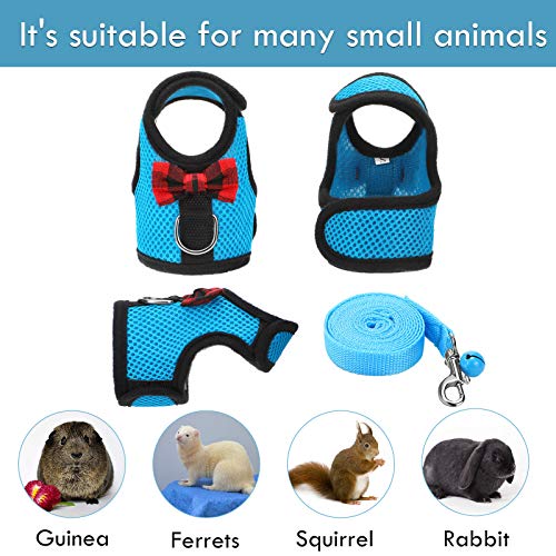 3 Pieces Guinea Pig Harness and Leash Soft Mesh Small Pet Harness with Bowknot Bell, No Pulling Comfort Padded Vest for… - Image 4