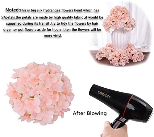 10PCS Silk Hydrangea Heads with Stems Artificial Flowers for Wedding Party Home Decor (Pink 2#) - Image 3