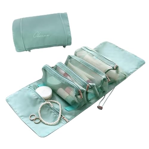 【新改良型】多機能トラベルポーチ メイクポーチ 化粧ポーチ 大容量 4仕切り 旅行 防水 コスメポーチ 洗面用具 ポーチ 旅行用 持ち運び 折り畳み トラベル 取り外し かわいい おしゃれ バスルームポーチ 吊り下げ バニティーポーチ 化粧品入れ 小物入れ