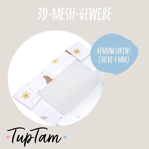 TupTam Bettumrandung Babybett 3D Mesh Nestchen – Gitterstäbe Schutz Netz 2er, Farbe: Safariwelt, Größe: ca. 128 x 30 cm (für Babybett 140x70)