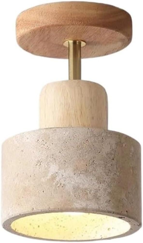 LYOUAE Nordic Yellow Travertine Ceiling Lamp Modern Marble Ceiling Light