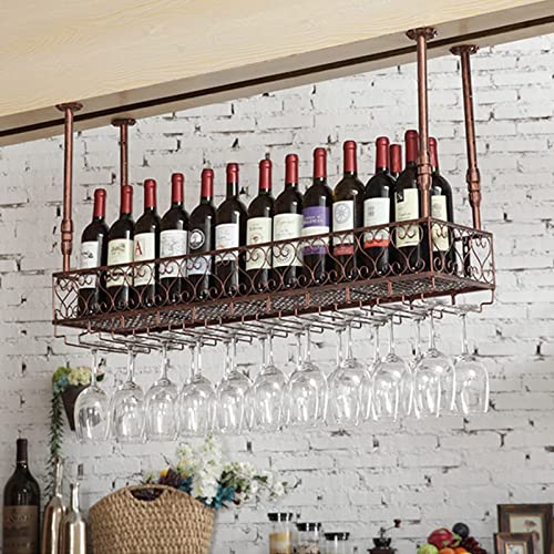 Casier à vin domestique suspendu avec support de verres ergonomique