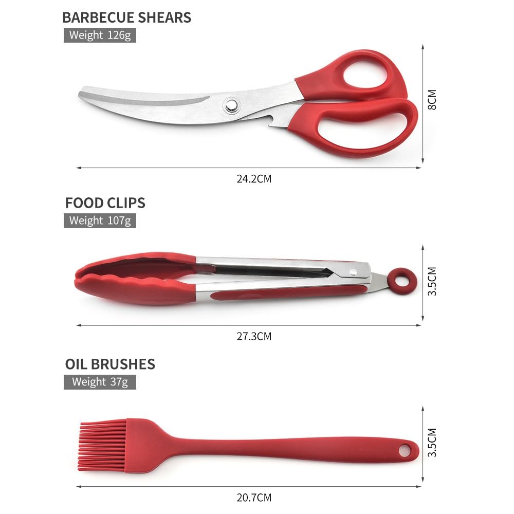 Barbecue Set Silicone Brush Food Clip Multi-functional Scissors Barbecue Shop Set Barbecue Bbq Stainless Steel Clip(A)