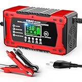 YDBAO Chargeur Batterie Voitures 10A 12V LiFePO4 Chargeur de Batterie Moto Auto Intelligent avec Réparation Écran LCD Mode Protection pour Voiture Moto Camion AGM Gel Wet SLA LiFePO4