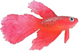 Ipetboom Artificial Betta Artificial Aquarium Fish Glowing Betta Fish Lifelike Floating Fish Figurine Silicone Fish Toys for Fish Tank Aquarium Landscape Decoration Red Artificial Fish Statue