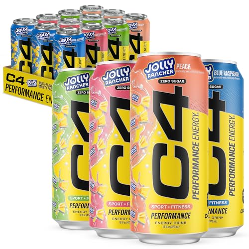 Cellucor C4 Performance Energy Drink | JOLLY RANCHER Variety Pack | Zero Sugar Carbonated Preworkout Energy | 200mg Caffeine with Beta Alanine | 16 Fl Oz (12 Pack)
