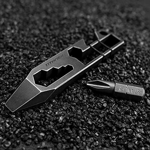 Titaner Titanium Multitool Pry Bar Bottle Opener Screwdriver Wrench Tool EDC Gear Keychain Tools (Black)