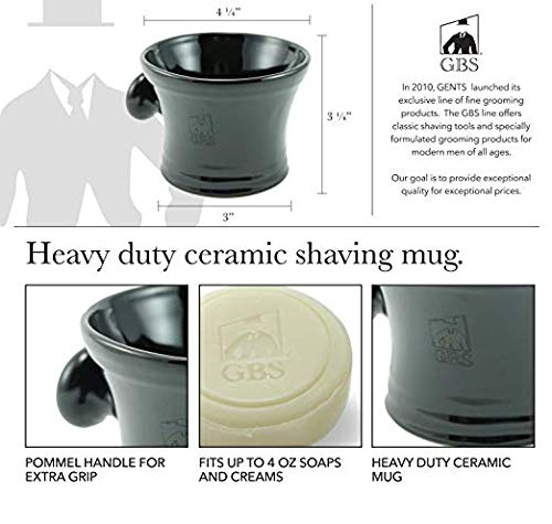 Miniatura 2 de G.B.S Juego de 5 piezas prémium para hombre, maquinilla de afeitar de doble filo con mango recubierto de goma negra, taza de afeitar, cepillo