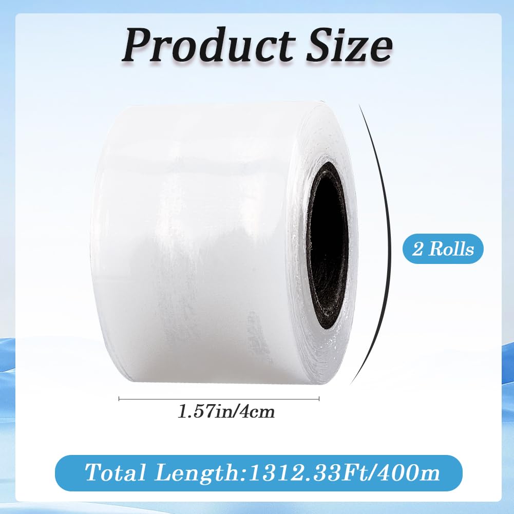 CREATCABIN 2rouleau Film Étirable 4cm X 400 m Film Étirable Rétractable Film Rétractable Plastique Durable Rouleau Film Rétractable Film Étirable Robuste pour Cosmétiques Emballage Voyage Déménagement