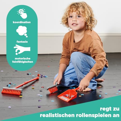 Casdon Henry Bürstenset, Kinderfreundliches Reinigungsspielzeugset für Kinder ab 3 Jahren, Spiel- und Lernspaß, Enthält Besen, Bürste und Kehrschaufel, Blau – Bild 4