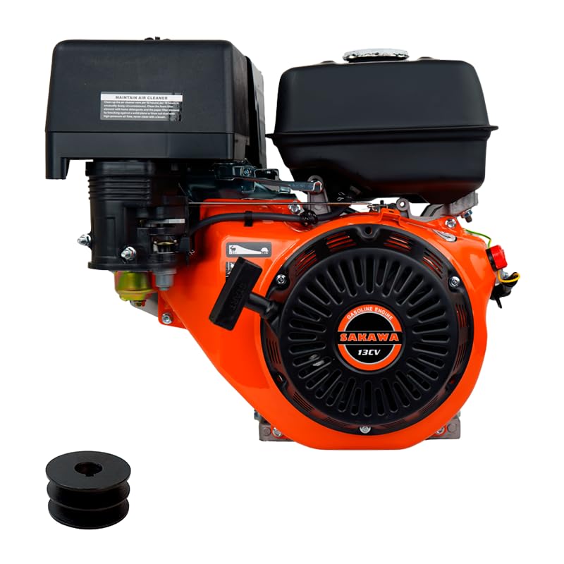 SAKAWA Moteur Essence 4 Temps 390cc 13cv + Poulie Moteur 25mm E