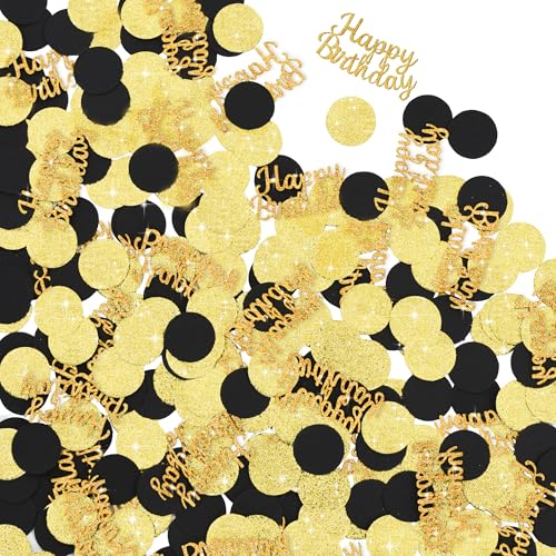 Image of 200Pcs Happy Birthday Confetti Glitter Gold and Silver Circle Dots Confetti Table confetti For Birthday party Halloween Bachelorette Wedding Baby Shower Decorations