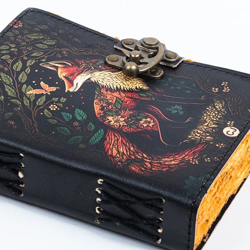 Image of CRAFT JUNKY Vintage Leather Journal Diary for Women and Men Travel Diary Notebook for Writing Deckle Edge Paper (WOLF, A5 17.78 X 12. 7 CM (A5))