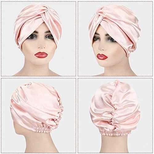 Gorro de satén para dormir ajustable y elástico protector del cabello para mujer 7