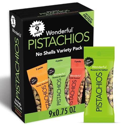 Wonderful Pistachios No Shells, 3 Flavors Mixed Variety Pack of