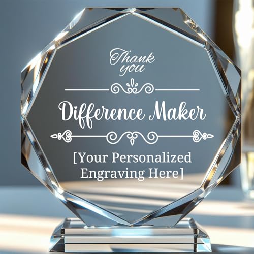 Image of Personalized Crystal Trophy Award - Custom Awards and Trophies for Employees, Coworkers, Boss - Retirement, Farewell, Appreciation, Recognition Gifts - Custom Plaques