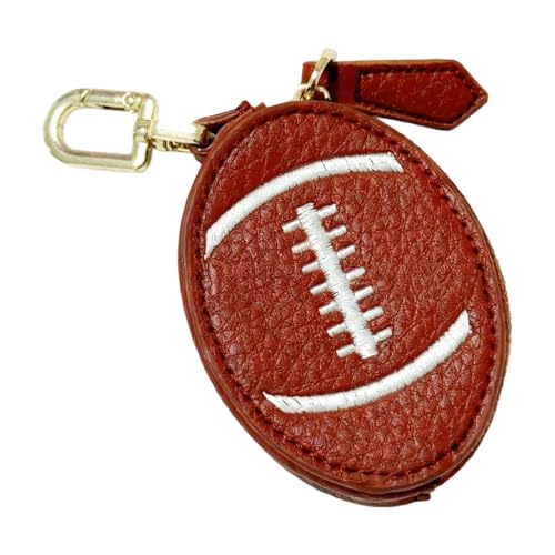Stylish Sports Theme Keychain Coin Wallet, PU Leather Accessory for Students Professionals Fashionable Sports Keychain Purse