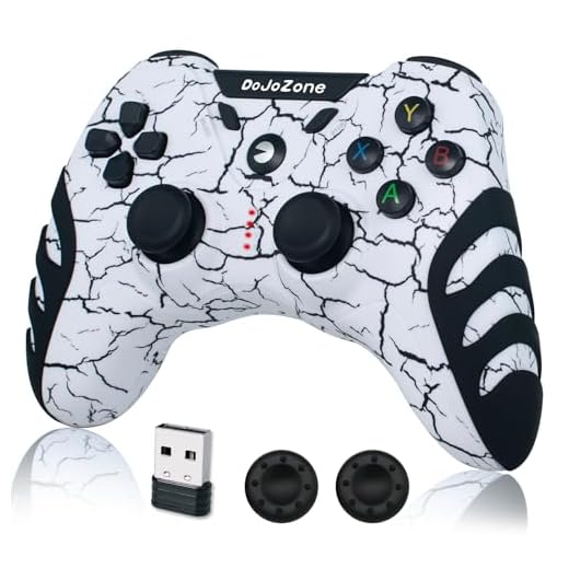 DoJoZone Mando PC Inalámbrico, 2.4G Gamepad PC PS3 con Doble Vibración, Mandos Gaming para Windows 11/10/ 8/7, PS3, Steam, Laptop, Raspberry Pi, Android TV/TV Box, Blanco