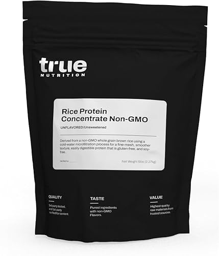 Concentrado de proteína de arroz - Microfiltración de agua fría, sin gluten, sin soja, sin lácteos, proteína en polvo sin OMG - Sin sabor - 5LB