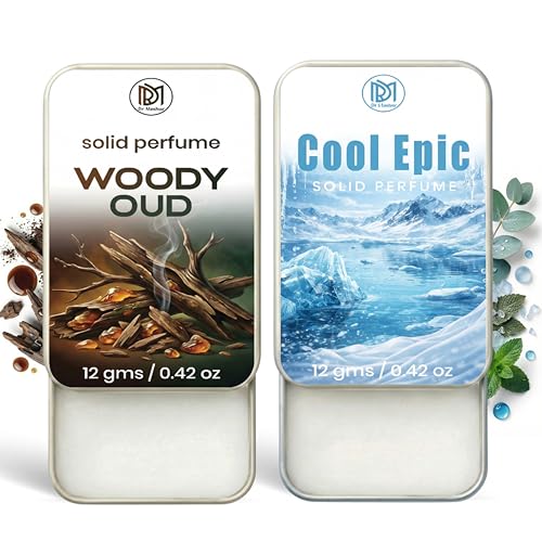 Image of Dr.Mashur Solid Perfume |Woody oud&Cool Epic Alcohol Free Wax Perfume Balm, Long Lasting | Pocket Tin 12g, Pack Of 2| Non Greasy Smooth Glide, Travel Friendly Unisex Gifts He Or Her