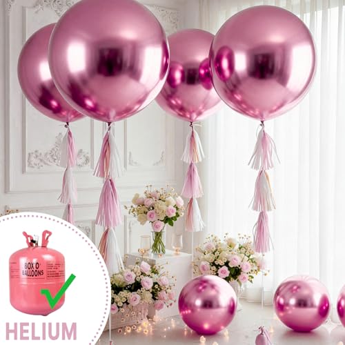 Image of PartyWoo Metallic Pink Large Balloons 4 pcs 36 Inch Big Jumbo Giant Pinkish Purple Latex Helium Balloons for Graduation Wedding Baby Shower Bachelorette Birthday Party Decorations Pink-G108