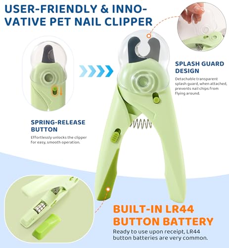 IPTPAS Cortador de unhas para animais de estimação com luz para gatos e cachorros pequenos, LED ultr